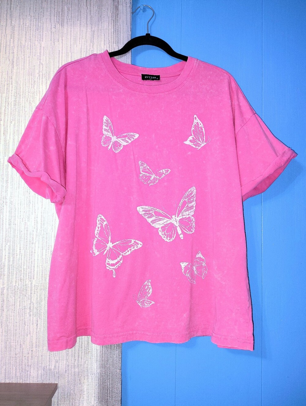 Pink Butterfly Mineral Wash Graphic Tee